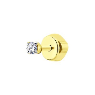 Серьга из желтого золота с фианитом (Арт.170004-2)