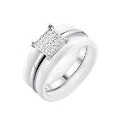 Кольцо из серебра с керамикой и фианитом (Арт.tc-r00132-w-w-x-x-w)