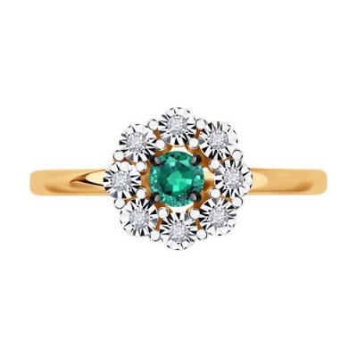 Кольцо золото 585 с бриллиантами и изумрудом «Изумрудный Вальс» SOKOLOV (арт.51-210-01776-2)