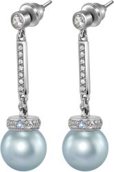 Серьги из серебра с жемчугом и кристаллом swarovski (Арт.abs-6-10-27-s)