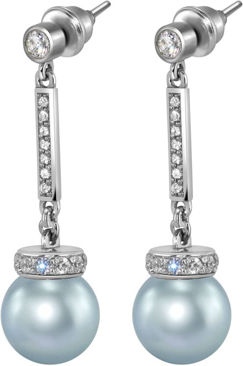 Серьги из серебра с жемчугом и кристаллом swarovski (Арт.abs-6-10-27-s)