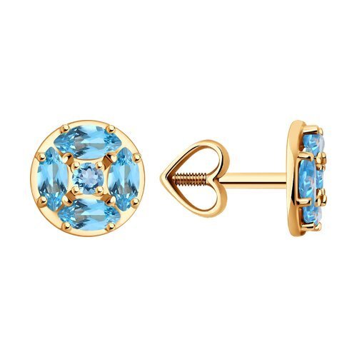 Серьги пусеты золотые пробы 585 с топазом (Арт.51-322-02209-1)