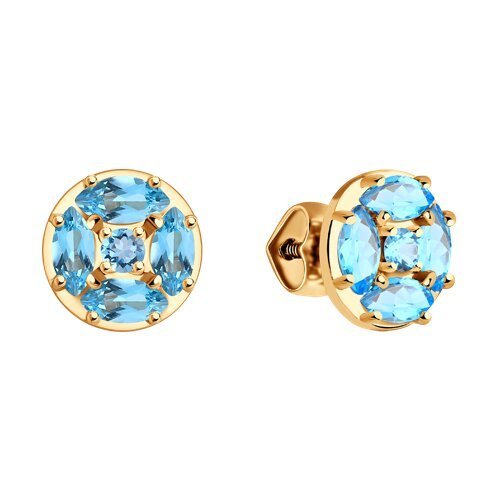 Серьги пусеты золотые пробы 585 с топазом (Арт.51-322-02209-1)