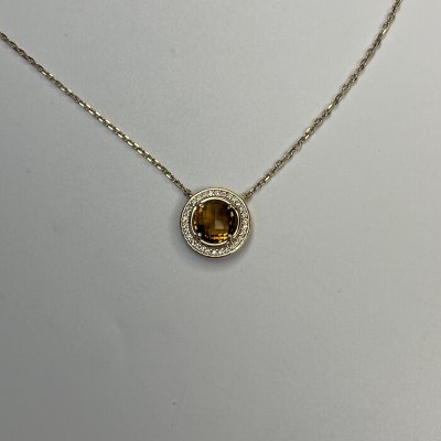 Ожерелье золотое с кварцем и фианитами «Bon-bon Луч Медового Солнца» Эстет (арт.01Л312399-2)