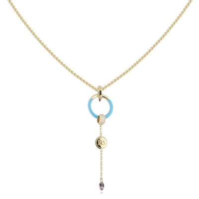 Ожерелье из золота с аметистом и бриллиантом Русские Самоцветы (Арт.95709)