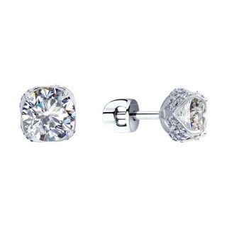 Серьги из серебра с фианитами «Кристальный Шик» Соколов (арт.94023318)