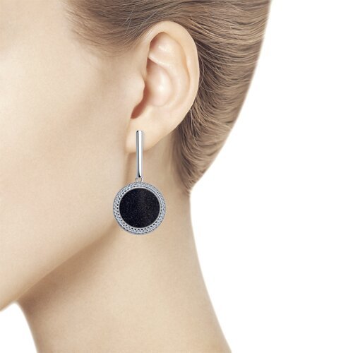 Серьги из серебра с авантюриновым стеклом и фианитами «Ночное Созвездие» Соколов (арт.94023582)