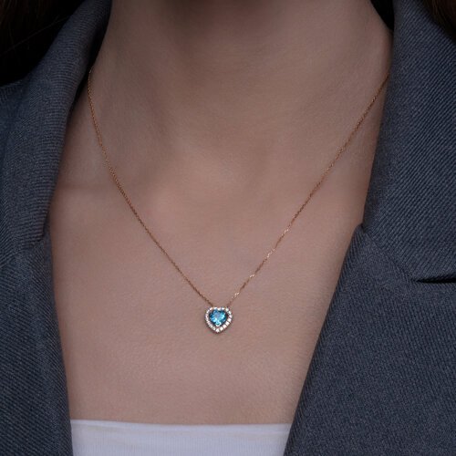 Колье золотое пробы 585 с топазом (Арт.770428)