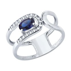 Кольцо из серебра с корундом и фианитами (Арт.88010079)