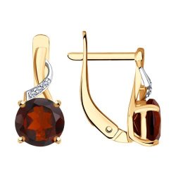 Серьги золотые пробы 585 с гранатом (Арт.72-00008)