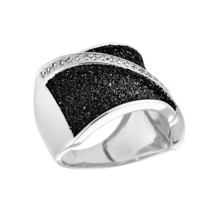 Кольцо серебряное с фианитами «Universe Night Wave» Fresh Jewelry (арт.Gl-R01769-X-W-W-X-B)