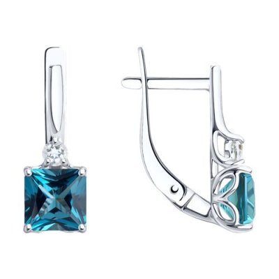 Серьги золотые пробы 585 с миксом камней (Арт.728334-3)