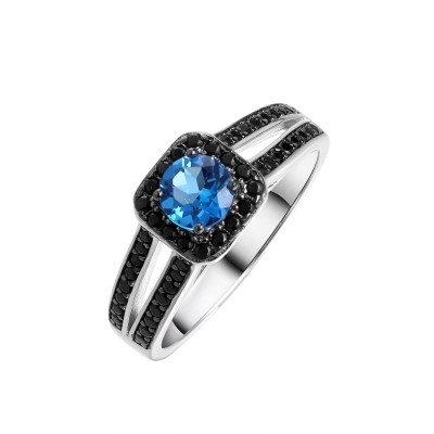 Кольцо с топазом «Spring Contrast» серебро 925 Fresh Jewelry (арт.PD-R00938-X-WB-LB-X-B)