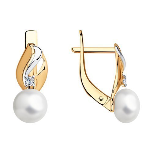 Серьги золотые пробы 585 с жемчугом (Арт.792045)