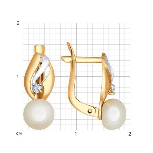 Серьги золотые пробы 585 с жемчугом (Арт.792045)