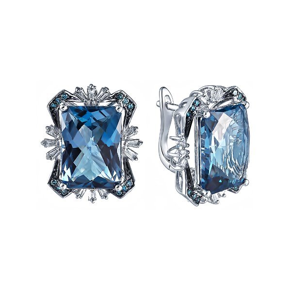 Серьги из белого золота с бриллиантом и топазом (Арт.e84716p-5_sr_dl_bt_wg)