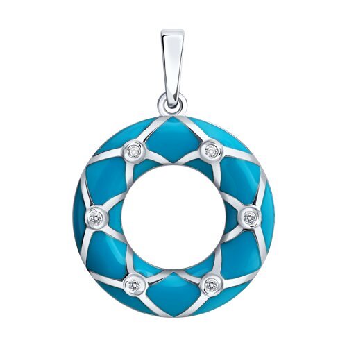 Подвеска из серебра с эмалью и фианитами «Лазурная орбита» Соколов (арт.94-130-00235-1)