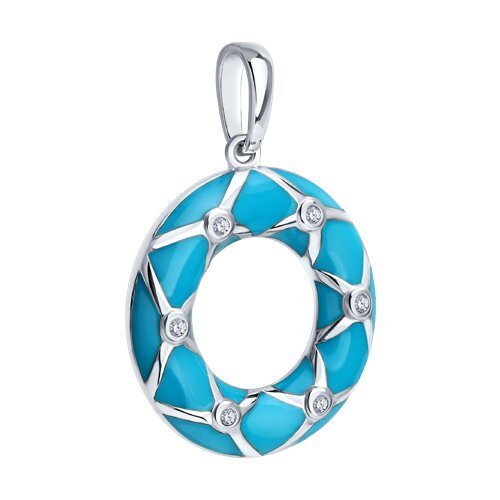 Подвеска из серебра с эмалью и фианитами «Лазурная орбита» Соколов (арт.94-130-00235-1)