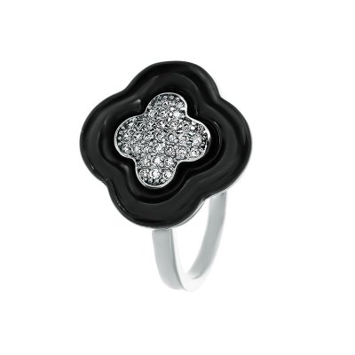Кольцо из серебра с керамикой и фианитом (Арт.tc-r00247-b-w-x-x-w)