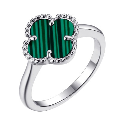 Кольцо серебряное с малахитом «Lucky Medium» Fresh Jewelry (арт.TC-R01968-X-W-Mal-X-X)