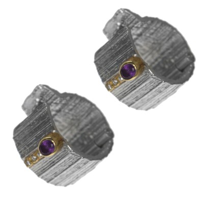 Серебряные серьги BEAVERS с аметистом 2100a_ox