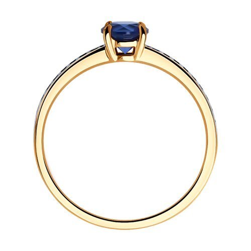 Кольцо из золочёного серебра с корундом и фианитами (Арт.88010074)