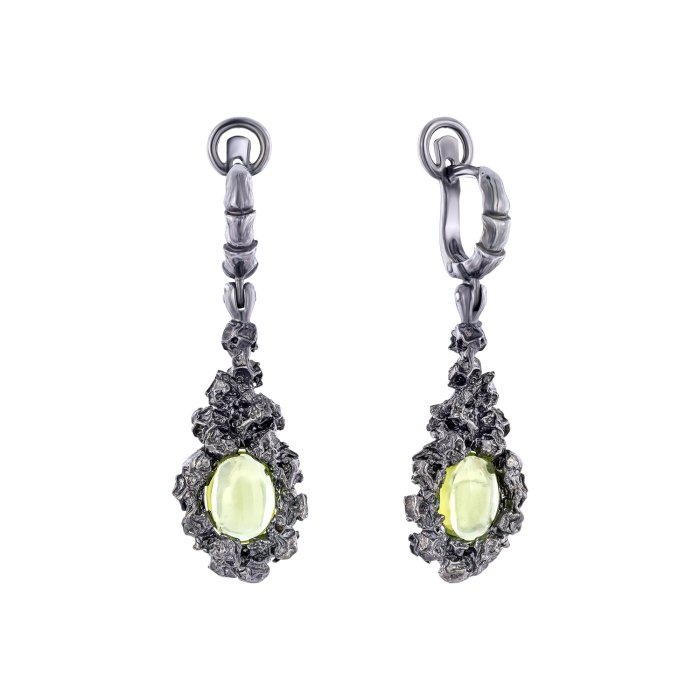 Серебряные серьги BEAVERS с хризолитом 2446h_ox