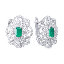 Серьги из белого золота с бриллиантом и изумрудом (Арт.me37022-wd-em_sr_em_wg)