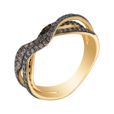 Кольцо из золота с бриллиантом и раухтопазом (Арт.mr83421-br-smq-yg_dn_sq_yg)