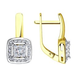 Серьги из комбинированного золота с бриллиантами (Арт.1021388-2)