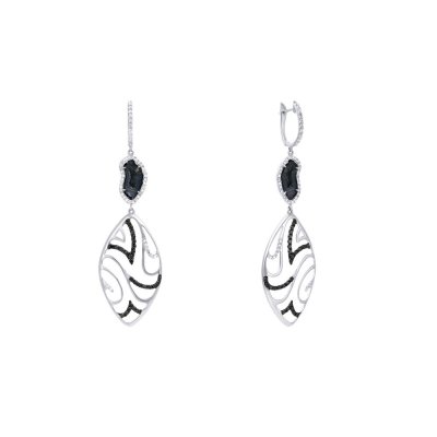 Серьги из белого золота с бриллиантом (Арт.nw0001h-wbkd_wgdwdbg_sr_db_j_wg)