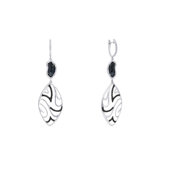 Серьги из белого золота с бриллиантом (Арт.nw0001h-wbkd_wgdwdbg_sr_db_j_wg)