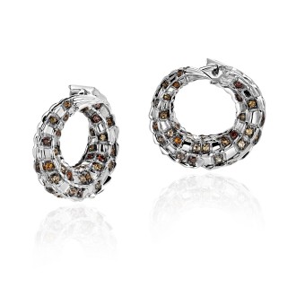 Серьги из белого золота с бриллиантами и турмалинами «Garden Halo» Estet (арт.01С6213334-2)