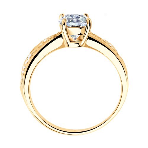 Кольцо из золочёного серебра с фианитами и эмалью (Арт.93010322)