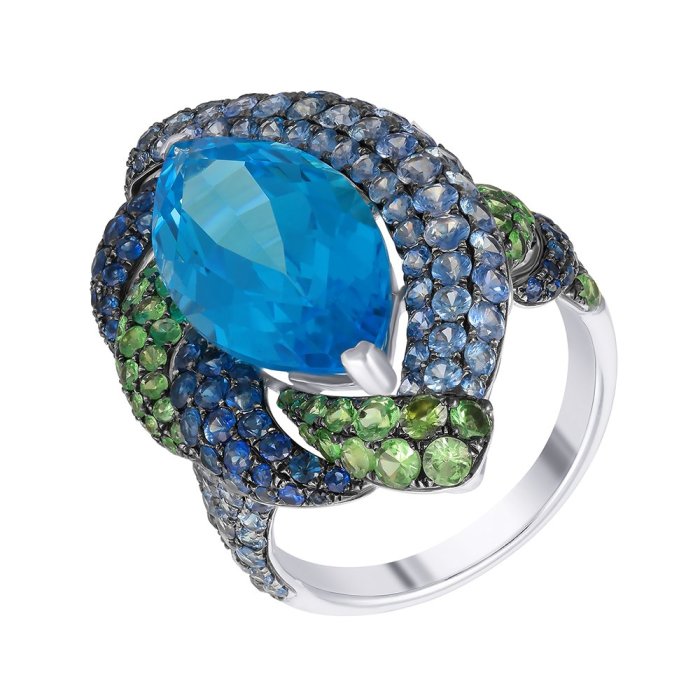 Кольцо из белого золота с сапфиром и топазом (Арт.rg-32840_ko_sa_bt_tv_wg)