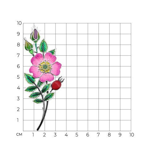 Брошь из серебра с фианитами и эмалью (Арт.94049017)