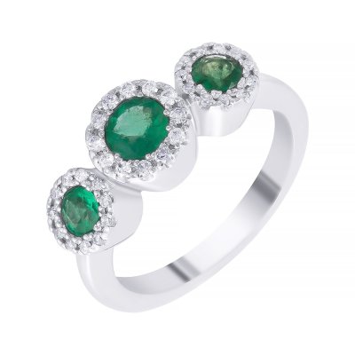 Кольцо из белого золота с бриллиантом и изумрудом (Арт.rp0i358de3_em_wg)
