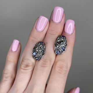 Серьги из белого золота с бриллиантами и сапфирами «Таинственный сад» MyJewels (арт.E31238)