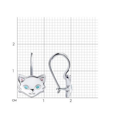 Серьги из серебра с эмалью «Кошачья нежность» Соколов (арт.94-120-00654-1)