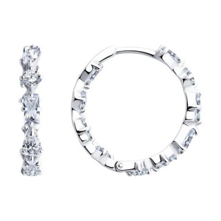 Серьги из серебра с фианитами «Сияние линий» Соколов (арт.94026499)