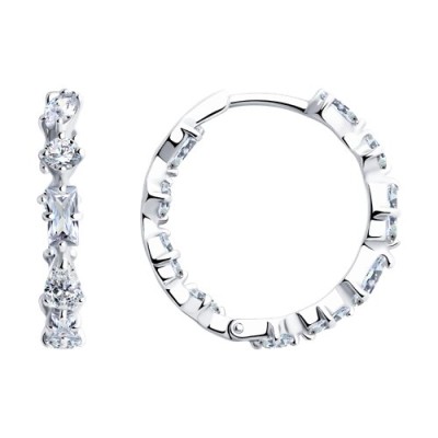 Серьги из серебра с фианитами «Сияние линий» Соколов (арт.94026499)