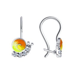 Серьги из серебра с фианитами и эмалью (Арт.94-120-01541-1)