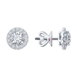 Серьги из белого золота с  бриллиантом выращенным и рубином (Арт.52-222-02748-1) Серьги из белого золота с  бриллиантом выращенным и рубином (Арт.52-222-02748-1)