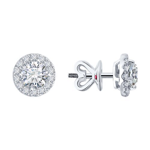 Серьги из белого золота с  бриллиантом выращенным и рубином (Арт.52-222-02748-1) Серьги из белого золота с  бриллиантом выращенным и рубином (Арт.52-222-02748-1)