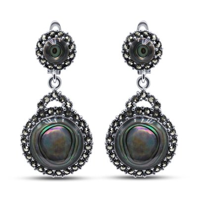 Серьги Серебряные крылья (Арт.221191e-39_perlamutr_markazit)