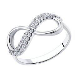 Кольцо бесконечность из серебра с фианитами (Арт.94011255)