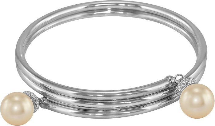 Браслет из серебра с жемчугом и куб. цирконием (Арт.abb-5-10-5-s)