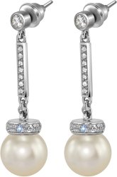 Серьги из серебра с жемчугом и кристаллом swarovski (Арт.abs-6-10-3-s)