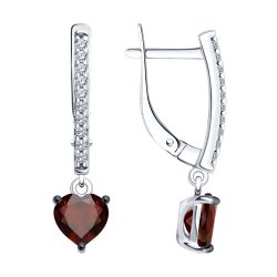 Серьги из серебра с гранатами и фианитами (Арт.92022922)
