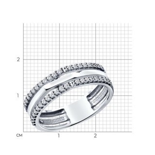 Кольцо из серебра с фианитами «Сияние линий» Соколов (арт.94013696)